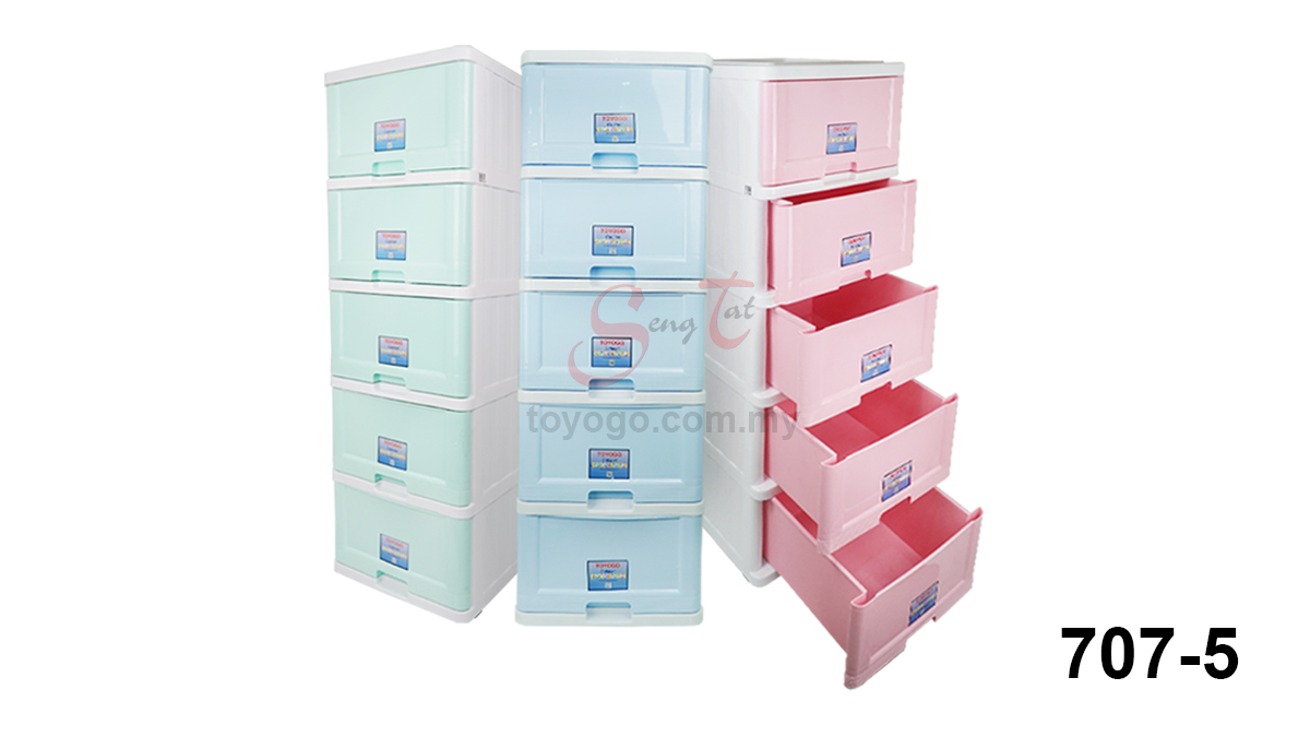 4-Tiers / 5-Tiers Dustproof Storage Drawer with Wheels (Code: 707-4 707-5)
