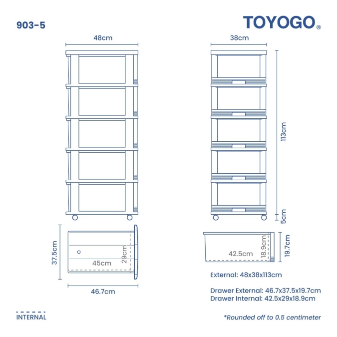 4-Tiers / 5-Tiers Storage Drawer with Wheels (Code: 903-4 903-5)