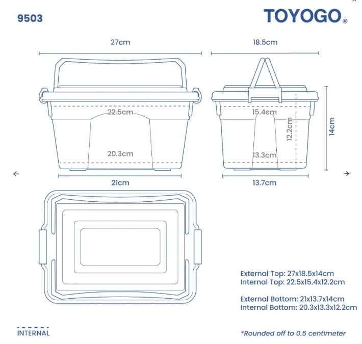 2.8L-29L Storage Box with Handle (Code: 9502 9503 9504 9505 9506 9507)