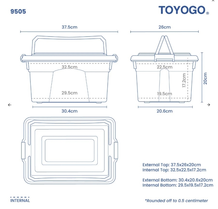 2.8L-29L Storage Box with Handle (Code: 9502 9503 9504 9505 9506 9507)