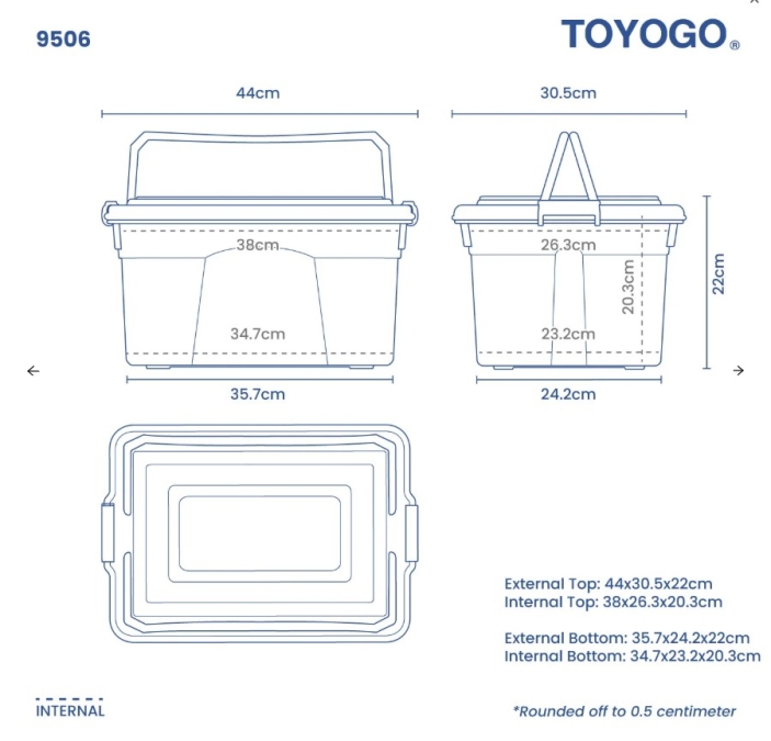 2.8L-29L Storage Box with Handle (Code: 9502 9503 9504 9505 9506 9507)