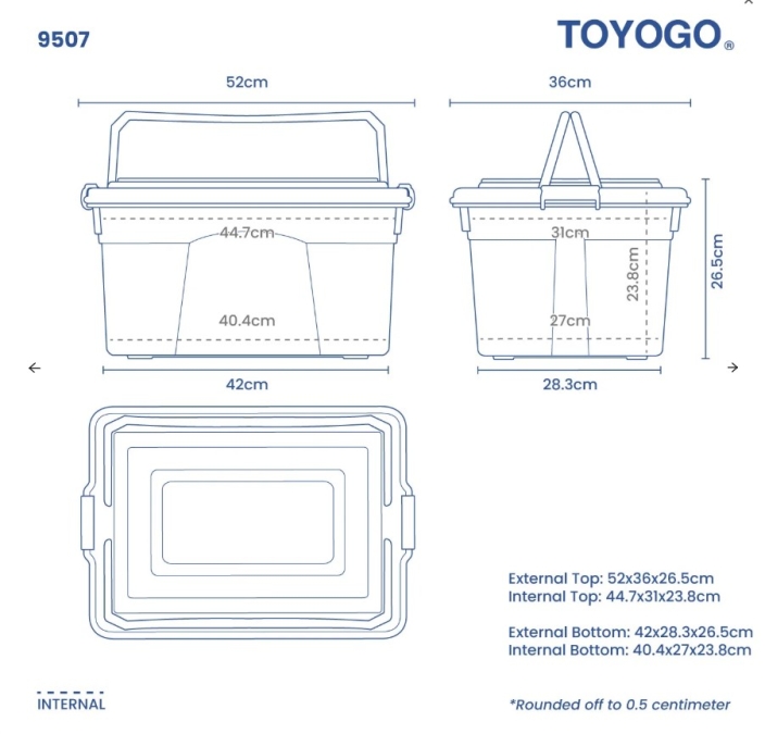 2.8L-29L Storage Box with Handle (Code: 9502 9503 9504 9505 9506 9507)