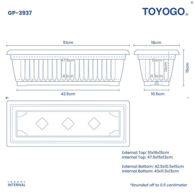 Rectangular Flower Pot (39B series)